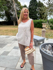Stone Striped Panel Sleeveless Top Gaynor
