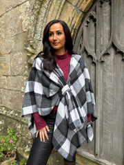 Charcoal Check Tie Shawl Roxie