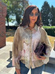 Stone Botanical Print Shirt Monique