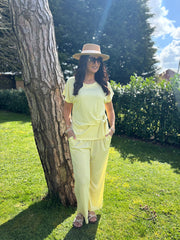 Lemon Ribbed Drape Tie Co-ord Daniella