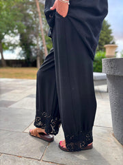 Black Sequin Trim Trousers Astrid