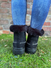 Black Faux Suede Lined Boots