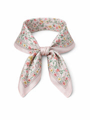 Pink Satin Style Floral Vine Scarf
