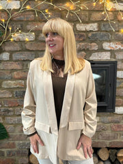 Stone Pinstripe Take You Anywhere Jacket