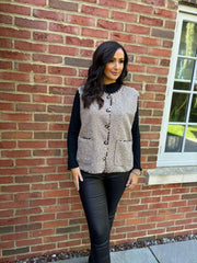 Mocha Leopard Trim Waistcoat Rhea