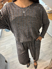 Navy Soft Checked Lounge Set Kennedy