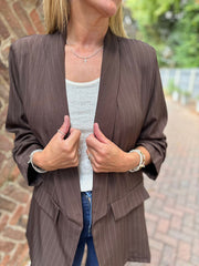 Chocolate Pinstripe Take You Anywhere Jacket