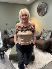 Gold Metallic Ruffle Trim Vest Martina
