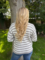 Mocha Striped Knit Cardi Loretta