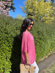 Pink Shimmer Loose Weave Top Jasmine