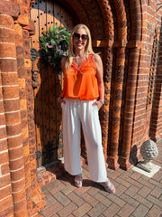 White Wide Leg Pocket Trousers Claudia