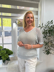 Silver Shimmer Loose Knit Ada