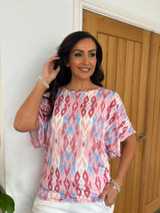 Pink Cold Shoulder Patterned Top Suzie