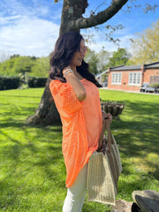 Orange Shimmer Loose Weave Top Jasmine