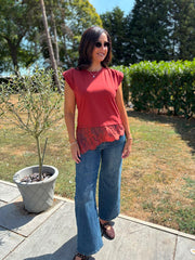 Rust Lace Hem Top Yasmin