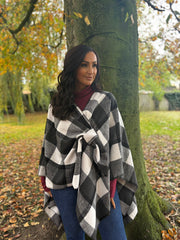Charcoal Check Tie Shawl Roxie