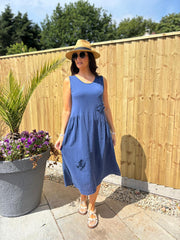 Navy Flower Detail Dress Faith