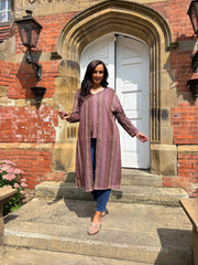 Wine Pattern Stripe Shimmer Cardigan Freya