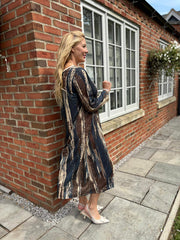 Denim Blue Brushstroke Shimmer Dress Freya