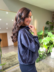 Navy Sparkle  Velour Hoodie Colette