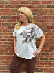 Chocolate Sequin Leaf Tee Jill