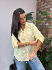 Yellow Button Sleeve Gingham Blouse Opal