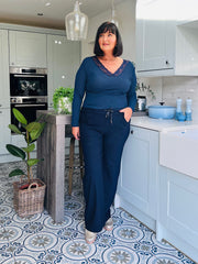 Navy Wide Leg Magic Trousers