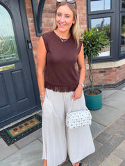 Chocolate Fray Bottom Knitted Vest Grace
