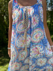 Blue Tropical Tassel Dress Seren