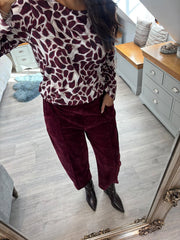 Wine Abstract Animal Print Top Debbie