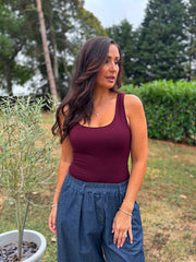 Wine Smooth Double Layered Vest Saylor