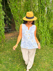 White Floral Sleeveless Top Amanda