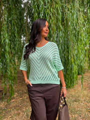 Mint Green Chevron Knit Anabelle