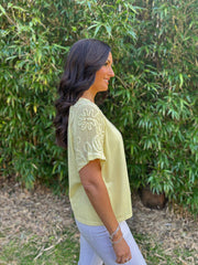 Lemon Net Sleeve Applique Tee Gemma