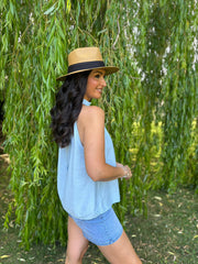 Light Blue Halter Neck Top Bethany