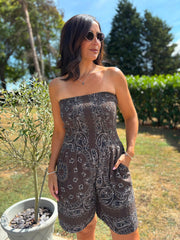Chocolate Bubble Cotton Paisley Playsuit