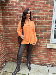 Orange Ribbed Scarf Top Zeta