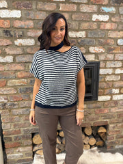 Navy Asymmetric Striped Knit Cora