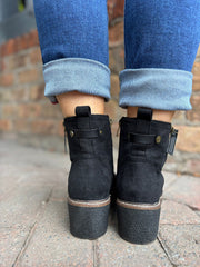 Black Zip Wedge Boots