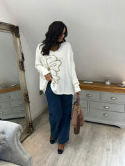 Winter White Flower Knit Alissa