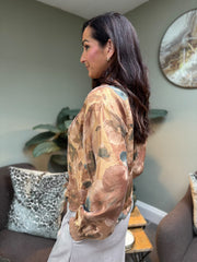 Bronze Shimmer Floral Bomber Jacket Adele