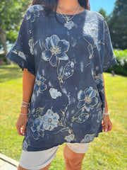 Navy Floral Pattern Top Hattie