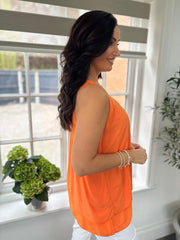 Orange Crochet Detail Vest Moira