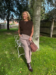 Mocha Polka Dot Wide Leg Trousers