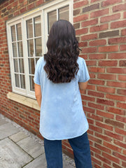 Light Denim Asymmetric Frill Top Coralie