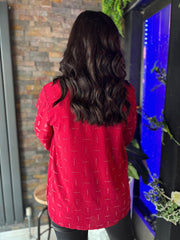 Red Crossover Diamante Top Ruth