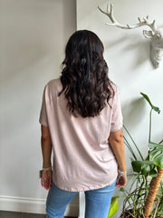 Pink Textured Sequin Flower Tee Fiona