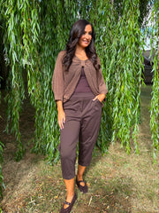 Chocolate Gathered Loose Knit Paige