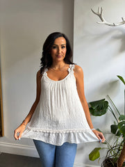 Stone Floral Strap Vest Top Lexa