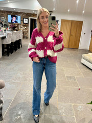 Lipstick Block Stripe Knitted Cardigan Elle